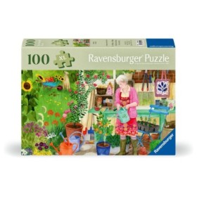 Puzzle pentru varstnici gradinarit cu sablon de imagine si suport din carton 100 piese mari XL